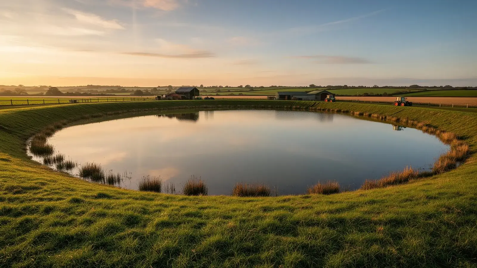 Reinforced polymer liner installed in a large agricultural irrigation reservoir on a UK farm